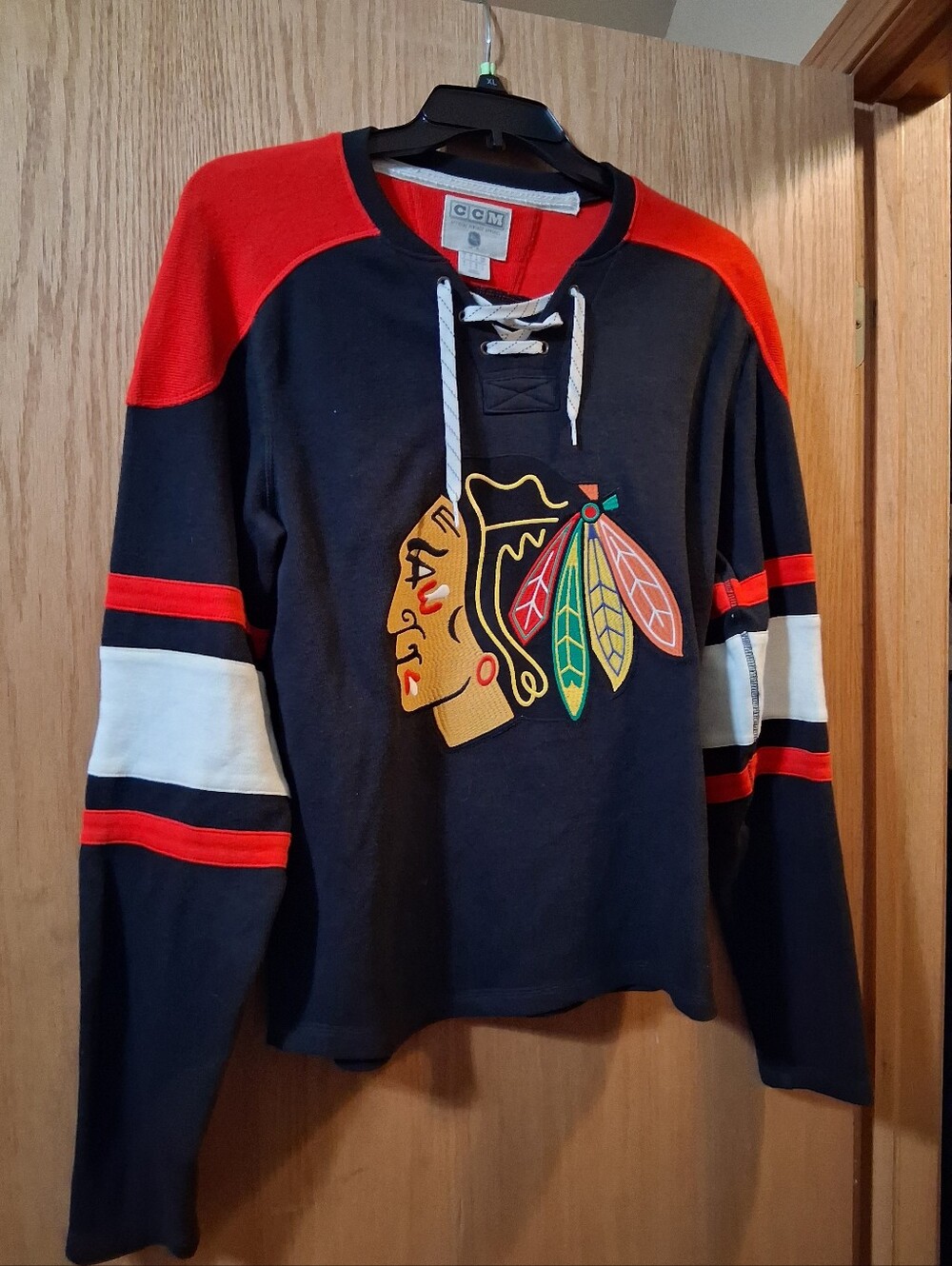 Chicago Blackhawks CCM Official Vintage Apparel LaceUp Pullover Hoodie